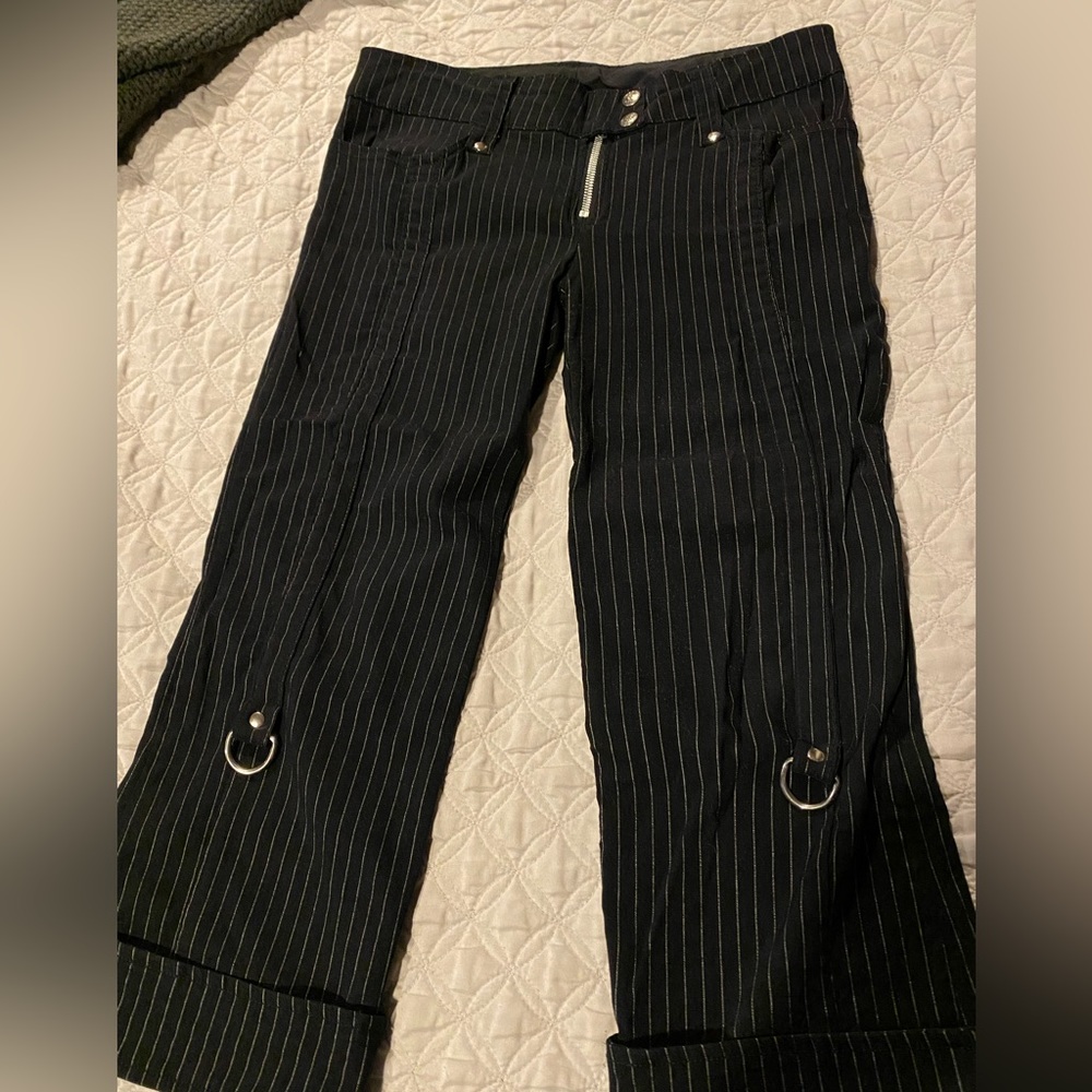 Vintage Lip Service Gangsta Pranksta Capri silver pinstripe M